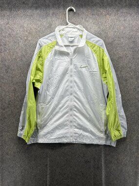 Nike Jacket Youth Large 12-14 White Green Full Zip Running Windbreaker